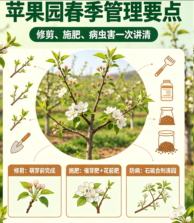 苹果园春季管理要点,修剪施肥病虫害一次讲清